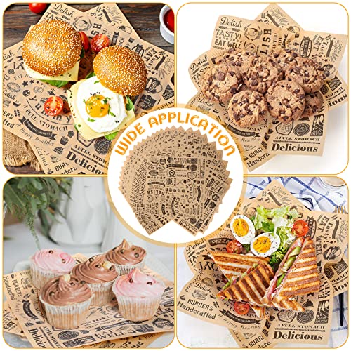 Ireer 400 Pcs Deli Wax Paper Sheets 15 x 15 Inch Large Newsprint Sandwich Paper Wraps Greaseproof Food Basket Liners Newspaper Wrapping for Spring Summer Picnic Burger Bread BBQ Party (Brown Black) - color: Brown Black