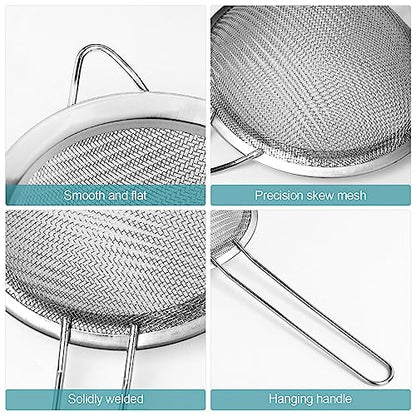 2 Pack Fine Mesh Strainer, Small Stainless Steel Sieves with Handles, for Steeping Loose Leaf Tea, Straining Cocktail, Juice and Sifting Flour, Powdered Sugar (2pcs) - color: 2pcs