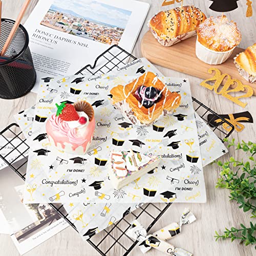 Graduation Wax Paper, 100 Pcs, 8.6 x 9.8 inches, Waterproof & Oil-proof, Perfect for Food Wraps, Sandwiches, Candy, Cookies, Picnic Baskets - color: Graduation