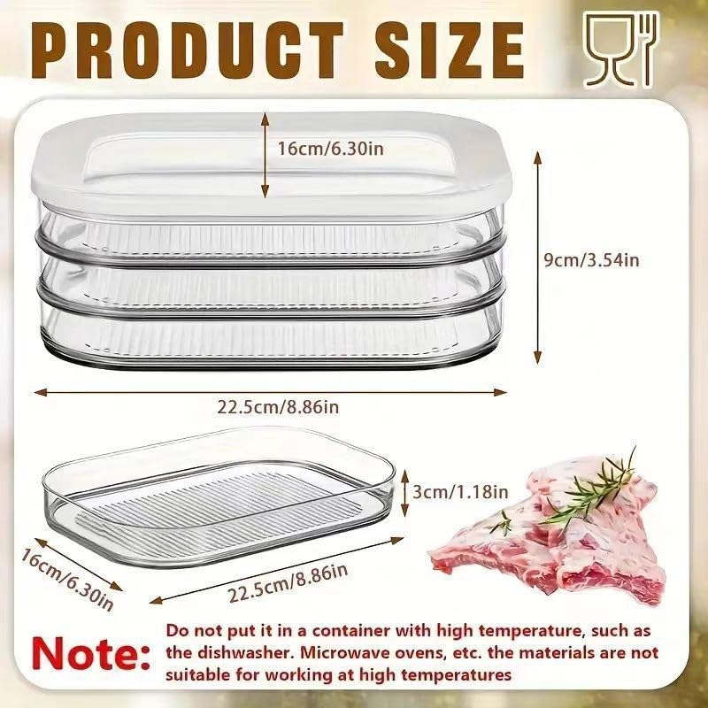 Fridge Food Storage Containers with Sealed Lid for Bacon Meat Vegetables Butter Kitchen Organizer for Refrigerator Freezer Pantry Meal Prep & Daily Food Storage