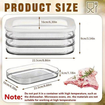 Fridge Food Storage Containers with Sealed Lid for Bacon Meat Vegetables Butter Kitchen Organizer for Refrigerator Freezer Pantry Meal Prep & Daily Food Storage