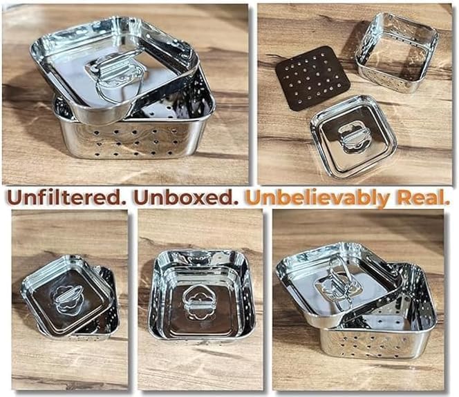 Stainless Steel Paneer Maker Press 350ml – Square Paneer & Cheese Mold for Homemade Paneer, Tofu & Cheese | Food-Grade, Rust-Free, Durable