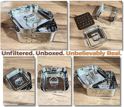 Stainless Steel Paneer Maker Press 350ml – Square Paneer & Cheese Mold for Homemade Paneer, Tofu & Cheese | Food-Grade, Rust-Free, Durable