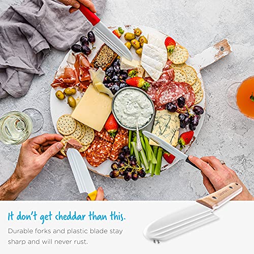 Dreamfarm Knibble Non-Stick Cheese Knife with Built-In Fork - Red | Slices hard and soft cheeses, spreads condiments, with barbed fork for serving and sharing charcuterie, 9" - color: Red