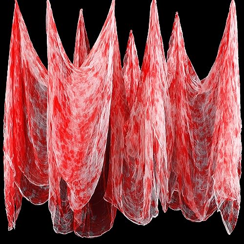 Boao Halloween Cheese cloth 85 x 197 Inch Bloody Cheesecloth Roll for Crafts Large Cotton Muslin Gauze Fabric for Halloween Outdoor & Indoor Spooky Decoration - color: Bloody, size: 85 x 197 Inch