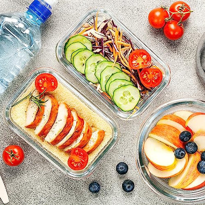 VERONES 10Pack Glass Meal Prep Containers, Airtight Glass Lunch Containers,Stackable Glass Food Storage Containers Set with Lids,Exclusive of BPA, for Microwave,Oven, Freezer&Dishwasher Friendly,Green - color: Green