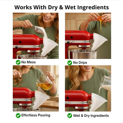 Flour Funnel for KitchenAid Mixer 7Qt Food Grade BPA Free Dishwasher Safe No Mess Baking Tool Easy Pour Accessory ngredients Safely and Easily Fits 7 Quart Bowl Lift Mixers Only - color: 7 QT
