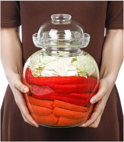 Fermentation Jar, 1.5 Liter Pickle Kimchi Jar with Water Seal Lid | Food Grade, Clear Glass, for Making Pickles Kimchi Sauerkraut and Fermenting Vegetables Fruits, Kombucha, Wine Brewing - size: 1.5 l Wide Mouth