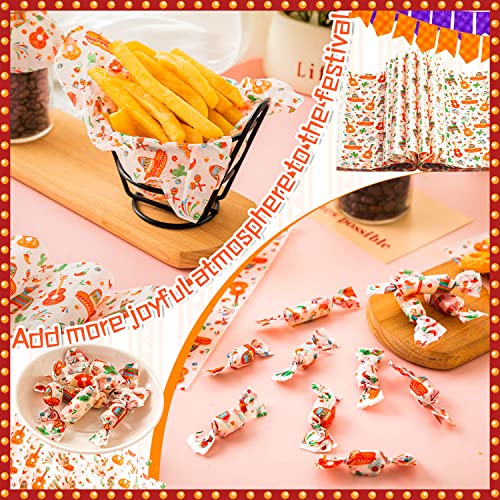 100 Pcs Fiesta Wax Paper for Food, Cinco De Mayo Wax Paper Sheets Deli Paper Sandwich Wrap Candy Wraps, Waterproof Oil-proof Picnic Basket Liners with Guitar Pattern for Kitchen Handmade Food(White) - color: Fiesta-white