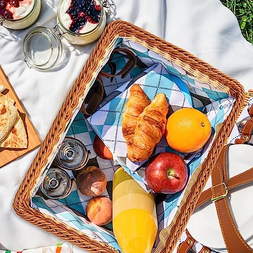 3 PCS 16 Inch Wicker Bread Basket, Woven Serving Basket, Tabletop Food Serving Basket for Restaurant, Bakery, Family Party, Hotel Serving, Fruits, Vegetables and Snacks, by GNIEMCKIN - size: 3 PCS 16 Inch Cream and Brown