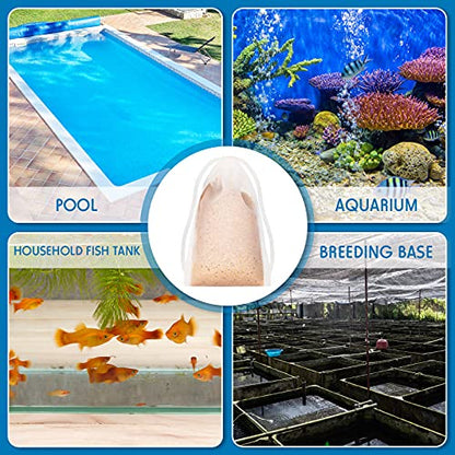 Shappy 12 Pcs Aquarium Filter Media Bag Fine Mesh, Reusable 150 Micrometer Nylon Drawstring Mesh Media Bag, High Flow 2.4 x 4 Inch for Fish Tank Activated Carbon, Ceramic Rings