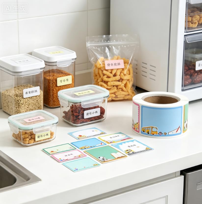 500 Removable Labels - No Residue, Reusable and Waterproof | Suitable for Food Storage Containers, Etc. (200pcs) - color: 200pcs