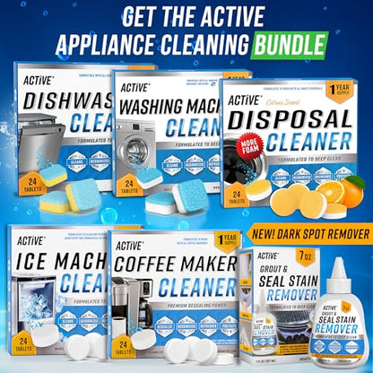 ACTIVE Ice Machine Cleaner Maker Descaler - 24 Clean Tablets Compatible with Frigidaire, Opal, GE Profile, Kitchenaid, Nickel Safe Scale Remover for Countertop, Nugget Ice Makers - Bulk 1 Year Supply - style: 24 Tablets Descaling Cleaner for Ice Maker