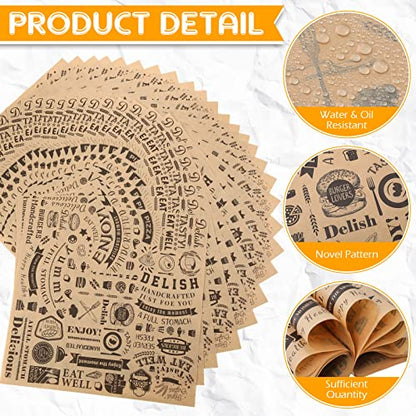 Ireer 400 Pcs Deli Wax Paper Sheets 15 x 15 Inch Large Newsprint Sandwich Paper Wraps Greaseproof Food Basket Liners Newspaper Wrapping for Spring Summer Picnic Burger Bread BBQ Party (Brown Black) - color: Brown Black