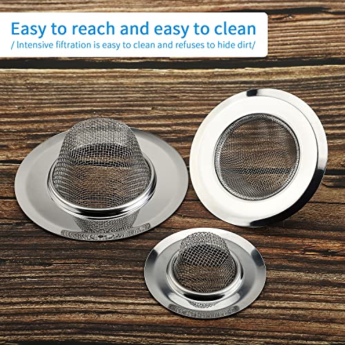 Mesh Sink Strainer Set of 3, MSY BIGSUNNY Stainless Steel Kitchen Sink Strainer Kitchen Drain Strainer with Large Wide Rim(4.5"+3.6"+2.8" Diameter) for Kitchen Sinks - size: 4.5"+3.6"+2.8"