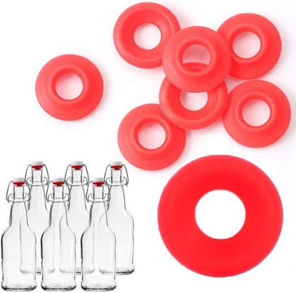 30 Pcs Silicone Rubber Gaskets Washer for Swing Flip Bottles Swing Top Washers Leak-proof Seals fit for Grolsch Bottle Home Brew Beer Soda Bottle Sealing Use (Red)