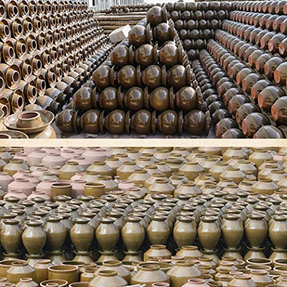 ZHOUXIAO Traditional Chinese Ceramic Fermenting Jar Fermentation Crock Food Storage Containers Pickle Jars with Water Seal Airlock Lid Sealing Jars for Sauerkraut,Kimchi 4KG