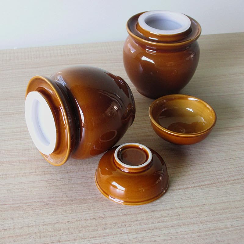 Ceramic pickle jar, mini household clay clay small sealed jar, 500ml fermented clay jar. 2 pieces