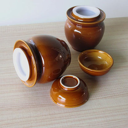Ceramic pickle jar, mini household clay clay small sealed jar, 500ml fermented clay jar. 2 pieces