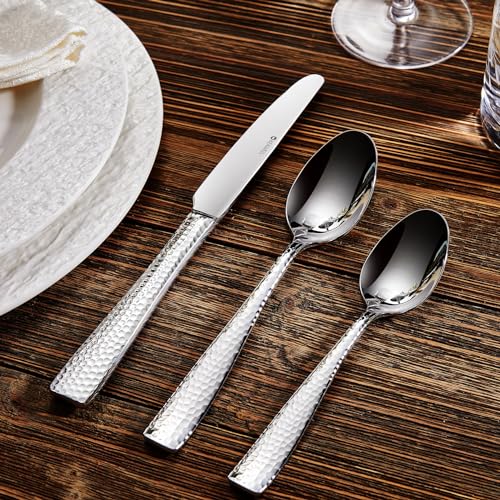 KEAWELL Premium 9.5" Louis Dinner Knives, Set of 4, Stainless Steel Dishwasher Safe, Serrated Knives (Hammered) - style: Hammered