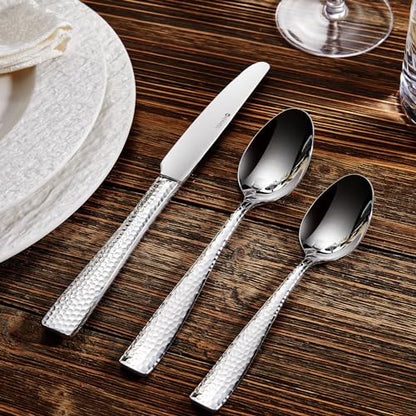 KEAWELL Premium 9.5" Louis Dinner Knives, Set of 4, Stainless Steel Dishwasher Safe, Serrated Knives (Hammered) - style: Hammered