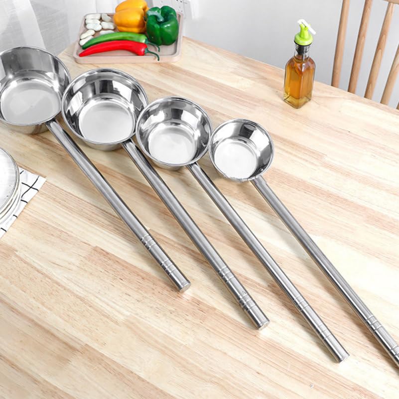 Cabilock Stainless Steel Long Handle Ladle Heat Resistant Soup Scoop Spoon for Kitchen Water Ladle for Cooking and Serving for Dining and Food Preparation - size: 48X18CM