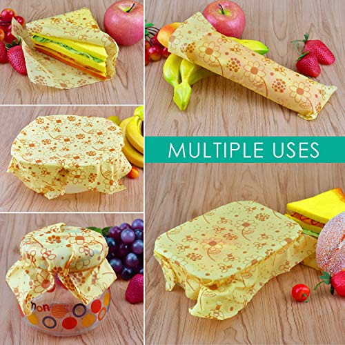 Reusable Beeswax Food Wraps, 13x39 Inch Eco-Friendly Beeswax Wraps for Bread Sustainable Food Storage Wraps Beeswax Paper Roll for Sandwich, Cheese - size: Flower