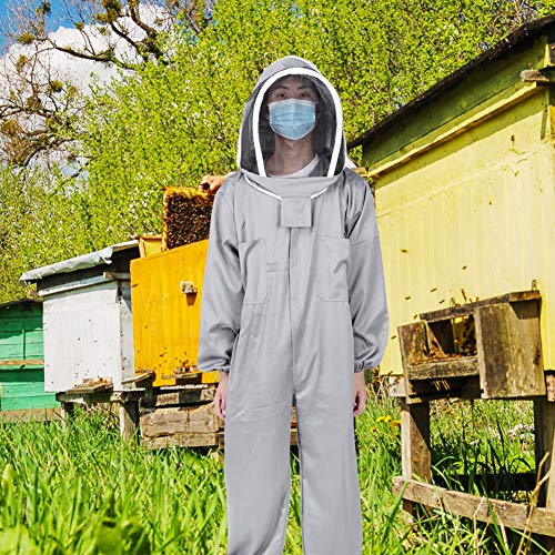 GLOGLOW Beekeeping Veil Suit, Breathable Mesh Hat Beekeeper Protective Smock for Beekeeping Honey Harvesting