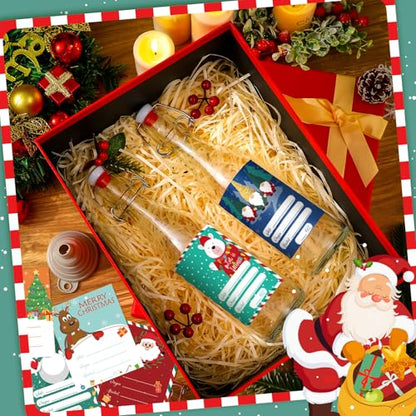 Sieral 6 Set Coquito Bottles 16 oz Christmas Swing Top Glass Bottles Flip Top Brewing Bottle for Vanilla Extract Homemade with Christmas Label Stickers Home Brewing Coquito Beverages Liqueur - color: Christmas