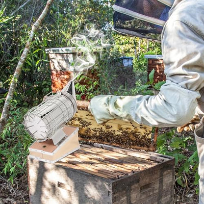 Happyyami Stainless Hive Smoker Beekeeping Tool with Protective Heat Shield for Driving Bees and Fumigation Beekeeping Equipment for Beginners