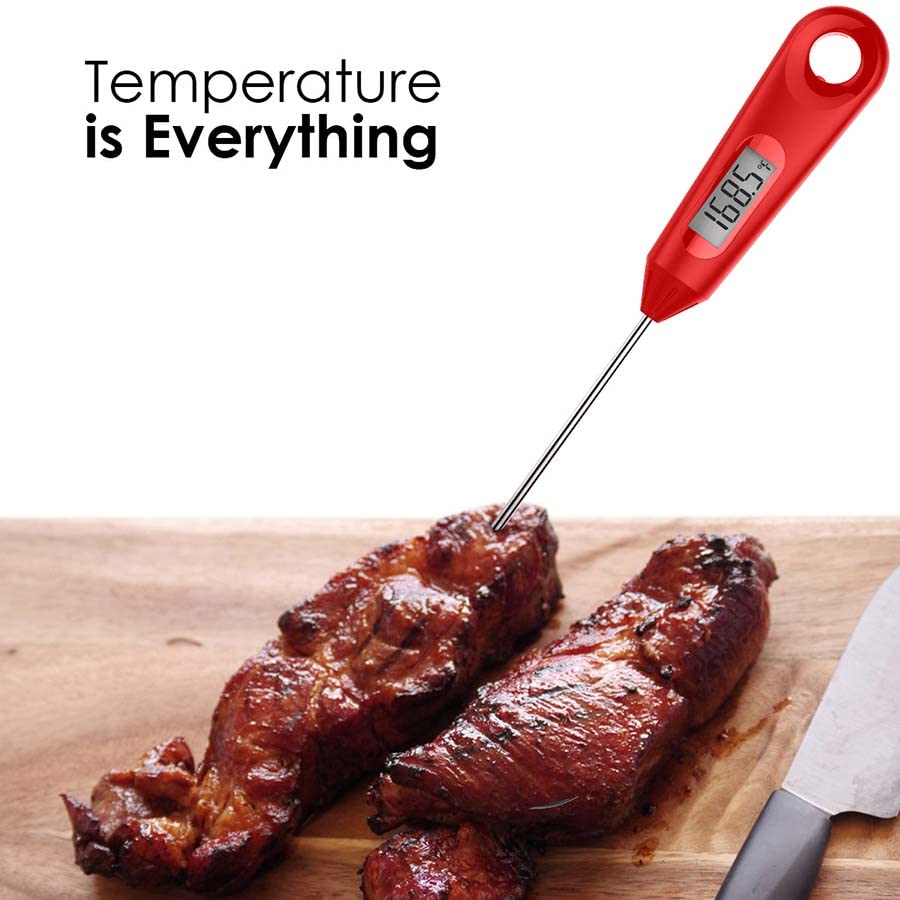 2 in 1 Stainless Steel Whisk & Instant Thermometer 12 inch Probe Combo | Perfect for cooking candy, yogurt, chocolate, buttercream, sauce, and cake. Handheld egg beater with integrated temp probe.