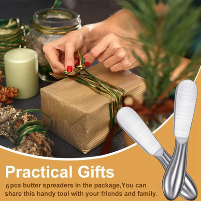Spreader Knife Set,4-Piece Cheese and Butter Spreader Knives, Stainless Steel, Gifts for Father's Day/Chris (4 Silver Round Cheese Knife Set) - color: 4 Silver Round Cheese Knife Set