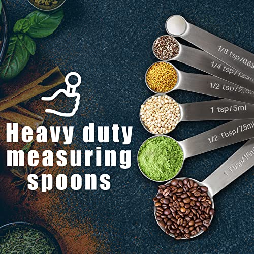 Measuring Spoons, Premium Heavy Duty Stainless Steel Measuring Spoons Cups Set, Small Tablespoon with Metric and US Measurements, Set of 6 for Measuring Dry and Liquid Ingredients - size: 6PCS