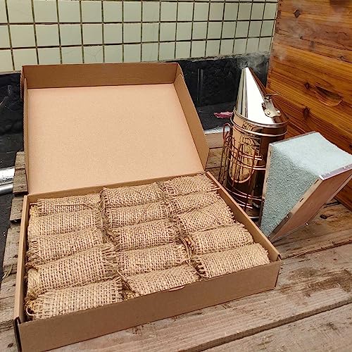 AukBeeFun Jute Burlap Rolls Smoker Fuel,2 Pound Bee Smoker Fuel for Beekeeping,Easy to Light Produce a Clean and Cool Smoke Burn for A Long Time