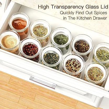 ZENS 10oz Glass Jars with Airtight Lid, 4 Pack Glass Kitchen Canisters Set for Spice, Loose Tea, Small Clear Glass Storage Jars with Labels for Herbs, Sugar - size: 1-10oz 4Pack