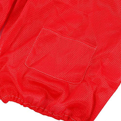 Aramox Beekeeping Jacket Air Mesh Bee Suit with Veil Hat Pocket Wide View Lightweight Smock for Beekeeping Work in Hot Weather for Beekeepers and Apiary Use (Red)