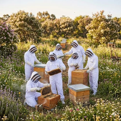 Bee Suit with Fencing Veil One Pair Gloves Polycotton Sting Proof Beekeeping Suit for Beekeeper - color: White, size: XX-Large