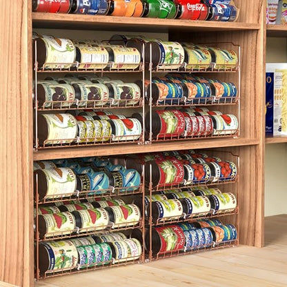 Simple Houseware Stackable Can Organizer Rack for Pantry/Cabinet – 11.5" D x 17" W x 13.75" H, Holds 36 Cans, 3-Tier Can Food Storage Dispenser, Rose Gold - color: Rose Gold
