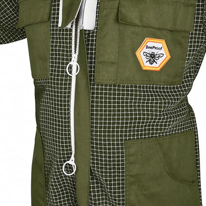 Beekeeping Suit Ventilated 3 Layer Ultra with Total Protection with Safety Fencing for Professional Beekeeping Supplies with Carrying Bag (BP-311-Green)-XS - color: Green, size: XS