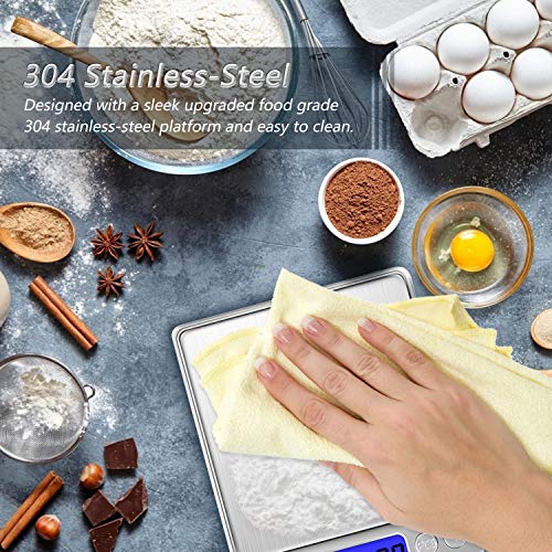 Digital Kitchen Scale with 2 Trays, Diyife 500g/0.01g High Precision Cooking Food Scale, Mini Gram Scale with LCD Display, 6 Units, Auto Off, Tare Function, Girls Gift (Batteries Included) - color: Silver