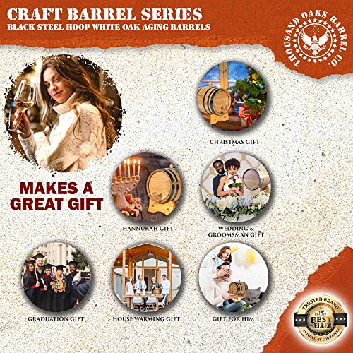 3 Liter Oak Aging Barrel with Stand, Bung and Spigot - Wooden 3L Whiskey Barrels Wine Barrel Decanter For The Home Brewer, Distiller, Wine Maker and Cocktail Aging - Bourbon Barrel Gifts For Men - size: 3 Liter