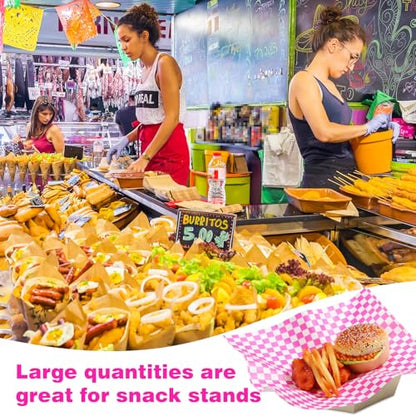 Spakon 1000 Sheets Wax Deli Paper Sheets for Food 12 x 12 Inch Checkered Dry Waxed Deli Basket Liners for Sandwich Wrapping, Food Basket Liners, Picnic party(Hot Pink-white) - color: Hot Pink-white