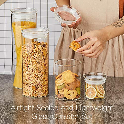 ZENS 27oz Glass Jars with Airtight Lid Set of 2, Clear Glass Storage Containers, Glass Kitchen Canisters with Airtight Lids, Coffee Jars for Brown Sugar, Pantry Organization - size: 6-27oz 2Pack