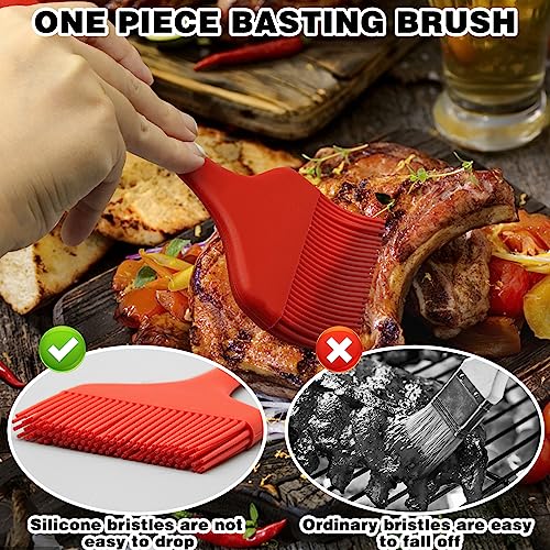 Silicone Basting Brush, Large BBQ Pastry Brush for Cooking, Extra Wide Basting Brush for Grilling Cooking Baking, Kitchen Brush Heat Resistant BBQ Food Brush for Sauce Butter Oil Marinades(Red)