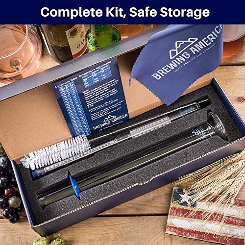 Thermo-Hydrometer ABV Tester Kit Triple Scale for Beer/Wine - Pro Series American-Made Specific Gravity Hydrometer with Thermometer Temperature Correction, N.I.S.T Traceable (KIT) - size: Kit
