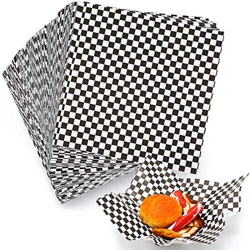 Spakon 1000 Sheets Wax Deli Paper Sheets for Food 12 x 12 Inch Checkered Dry Waxed Deli Basket Liners for Sandwich Wrapping, Food Basket Liners, Picnic party(Black-white) - color: Black-White