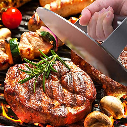 HULISEN 8.5-Inch Burger Press, 2.5 lbs Heavy Duty Bacon & Grill Press, Stainless Steel Smashed Burger Press, Round Smasher with Wood Handle, BBQ Griddle Accessories for Hamburger, Steak, Meat - size: 8.5 Inch Round