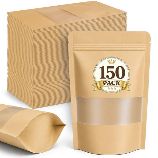 JETMORE 150 Pack Treat Bags, Smell Proof Bag with Window, Resealable Bags for Small Business, Reusable Snack Bags for Coffee, Tea, Herbs, Spice, Candy, Favor and Food Storage (Yellow, 4.7x7.9in) - color: Yellow, size: 150 Pack 4.7x7.9in (12x20cm)