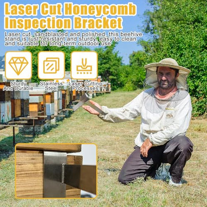 Stainless Steel Beehive Frame Holder, 4 Pcs Beehive Inspection Bracket, 5-Frame Capacity Beehive Inspection Stand, Beekeeping Tools Hive Starter Kit for All Beekeepers - color: Matte Brushed Stainless Steel-4