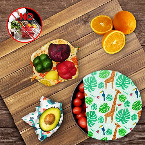 Reusable Beeswax Wrap - 9 Pack, Beeswax Wraps for Food, Eco-Friendly Beeswax Food Wrap, Organic, Sustainable, Biodegradable, Zero Waste, Plastic-Free Food Storage (1L Giraffe | 3M Fox | 5S Bird) - size: 1L Giraffe | 3M Fox | 5S Bird